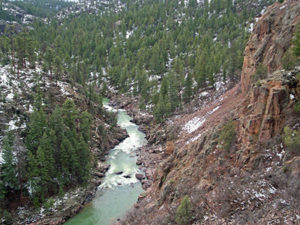 A river flowing through a canyon